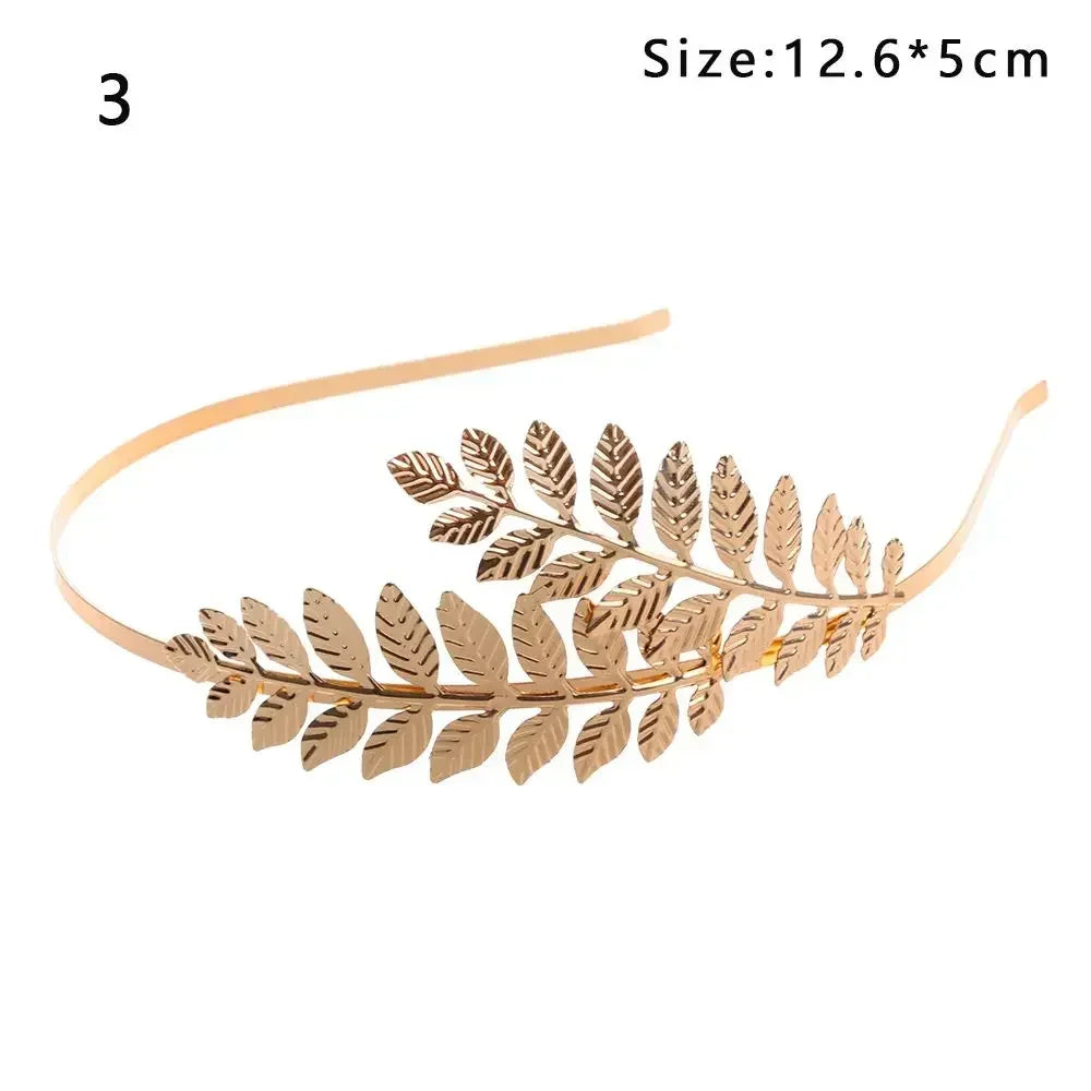 Bridal Gold Leaves Hair Crown – Vintage Pearl Wedding Tiara for Women