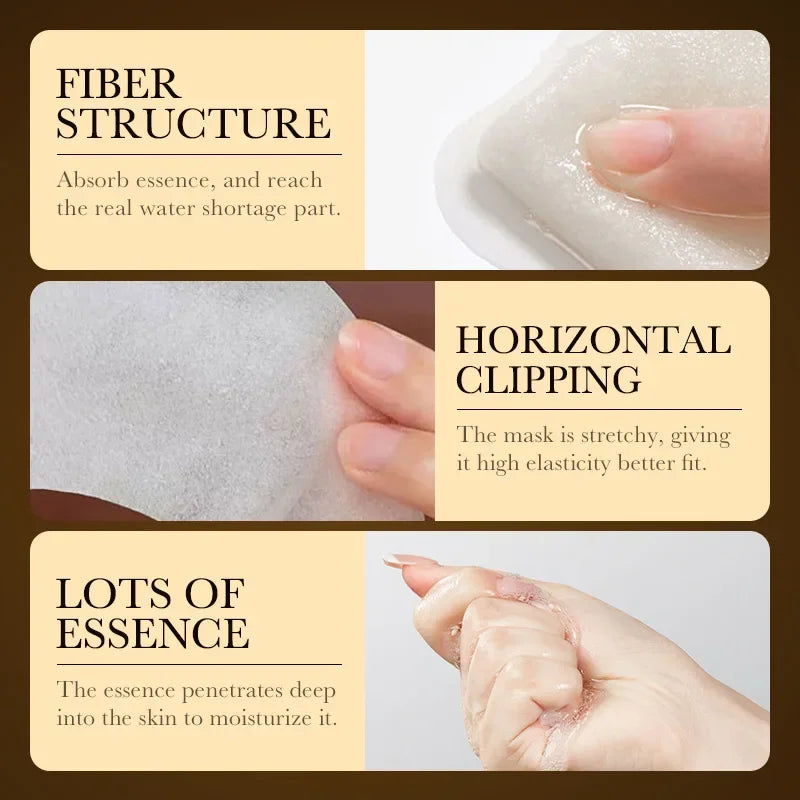 24K Gold Hyaluronic Acid Facial Mask – 10PCS Moisturizing & Anti-Aging Sheet Mask