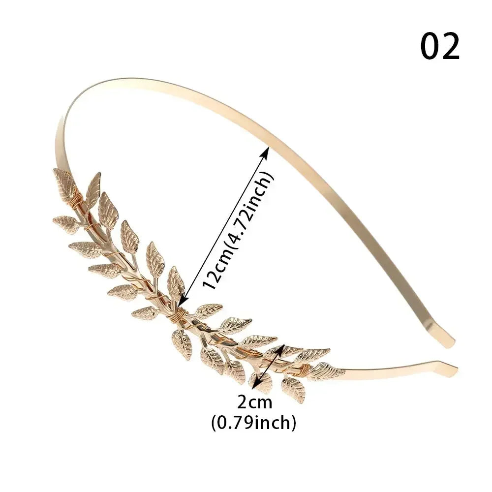 Bridal Gold Leaves Hair Crown – Vintage Pearl Wedding Tiara for Women