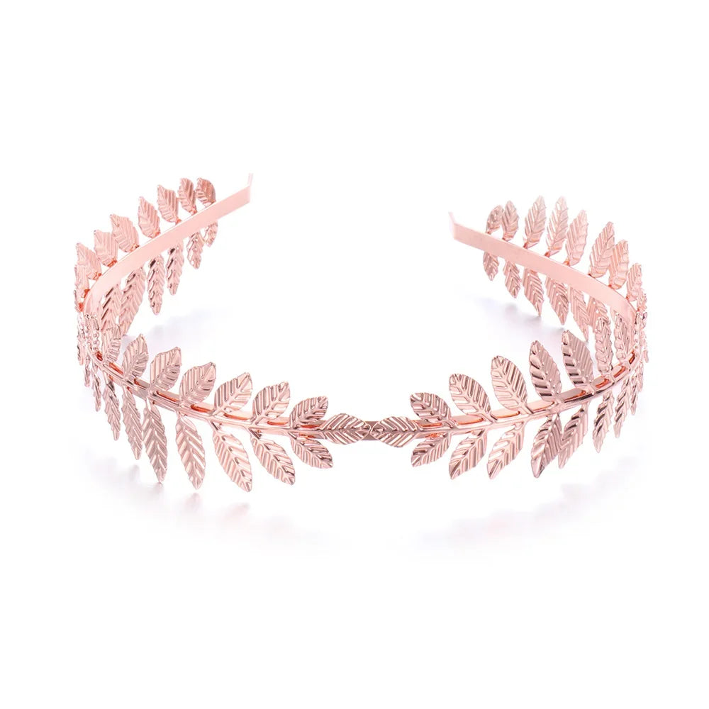 Bridal Gold Leaves Hair Crown – Vintage Pearl Wedding Tiara for Women