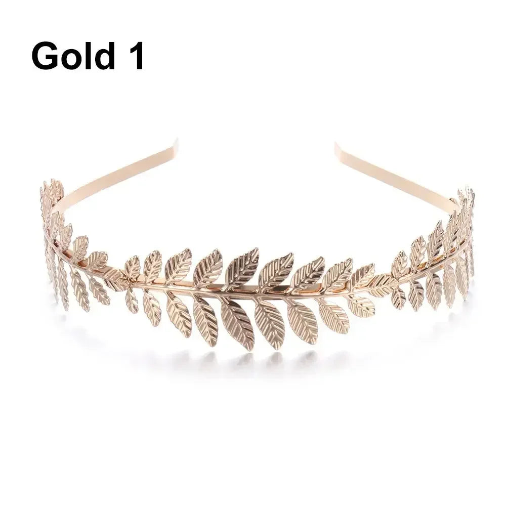 Bridal Gold Leaves Hair Crown – Vintage Pearl Wedding Tiara for Women