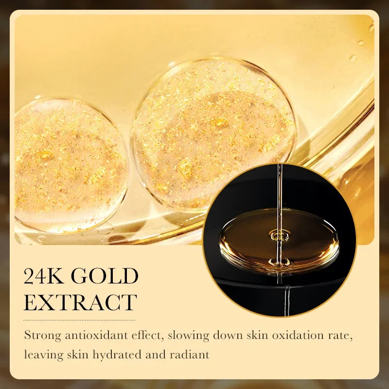 24K Gold Hyaluronic Acid Facial Mask – 10PCS Moisturizing & Anti-Aging Sheet Mask