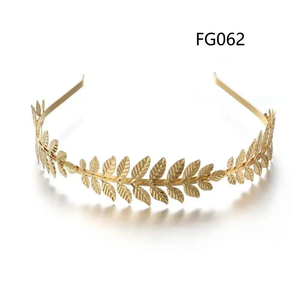 Bridal Gold Leaves Hair Crown – Vintage Pearl Wedding Tiara for Women