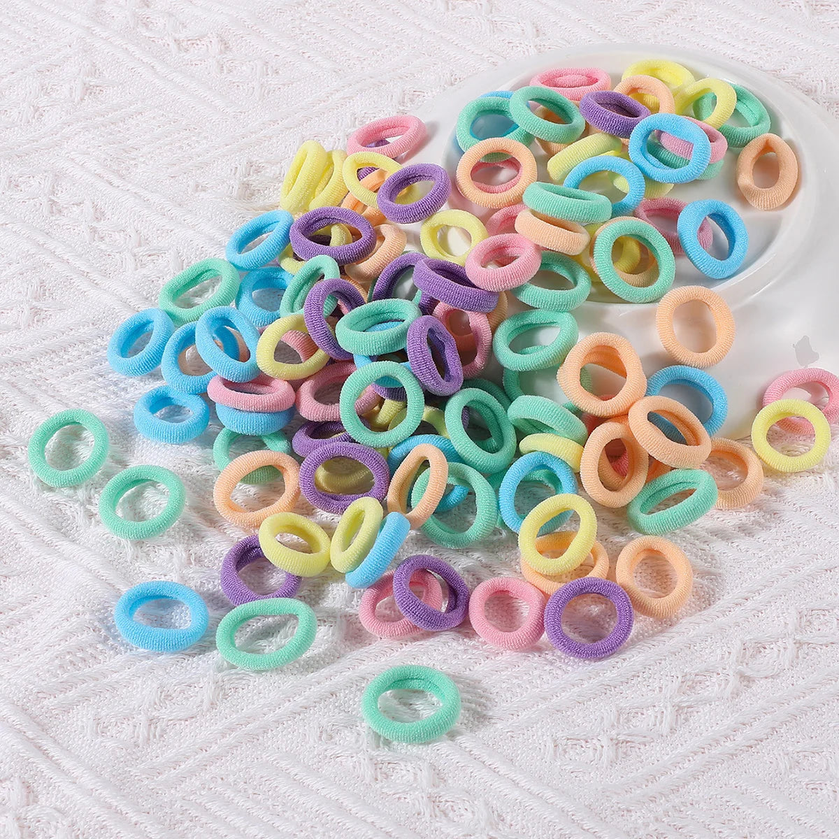 Girls’ Elastic Hair Bands – 100Pcs Soft Nylon Hair Ties (Fashion Style)