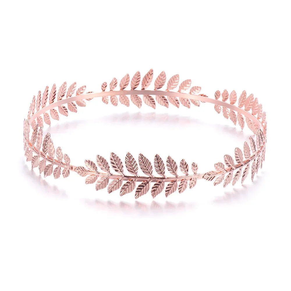 Bridal Gold Leaves Hair Crown – Vintage Pearl Wedding Tiara for Women