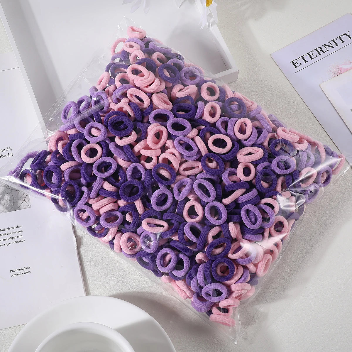 Girls’ Elastic Hair Bands – 100Pcs Soft Nylon Hair Ties (Fashion Style)