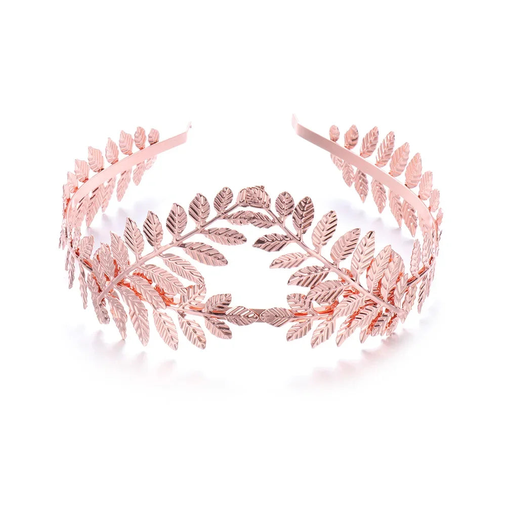 Bridal Gold Leaves Hair Crown – Vintage Pearl Wedding Tiara for Women