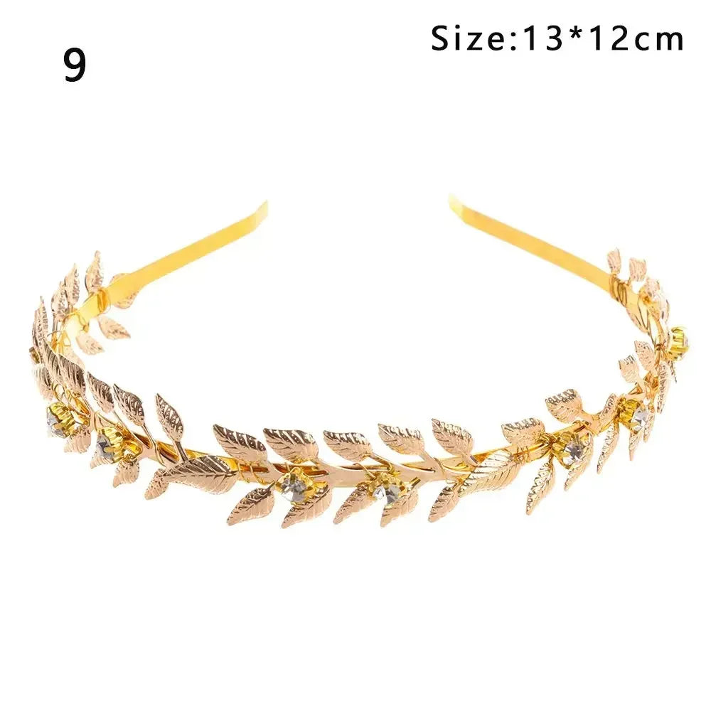 Bridal Gold Leaves Hair Crown – Vintage Pearl Wedding Tiara for Women