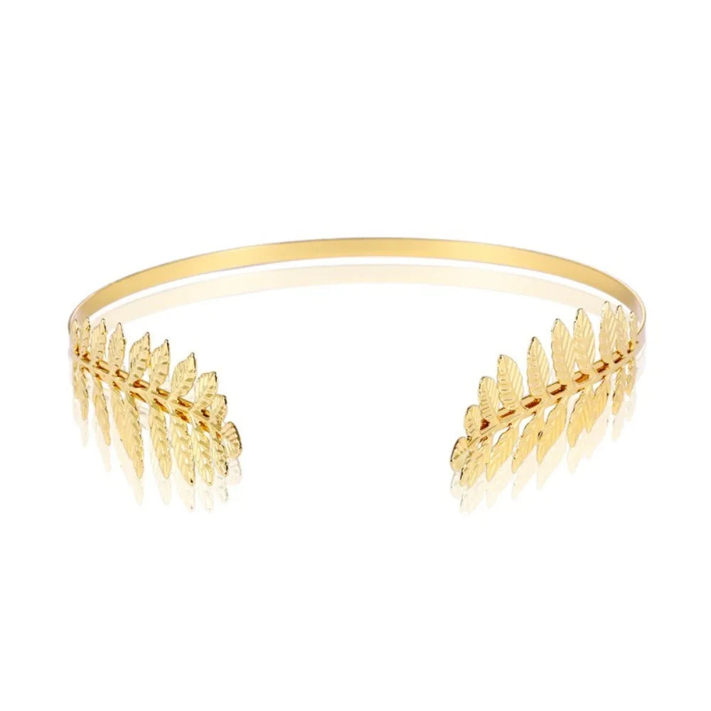 Bridal Gold Leaves Hair Crown – Vintage Pearl Wedding Tiara for Women