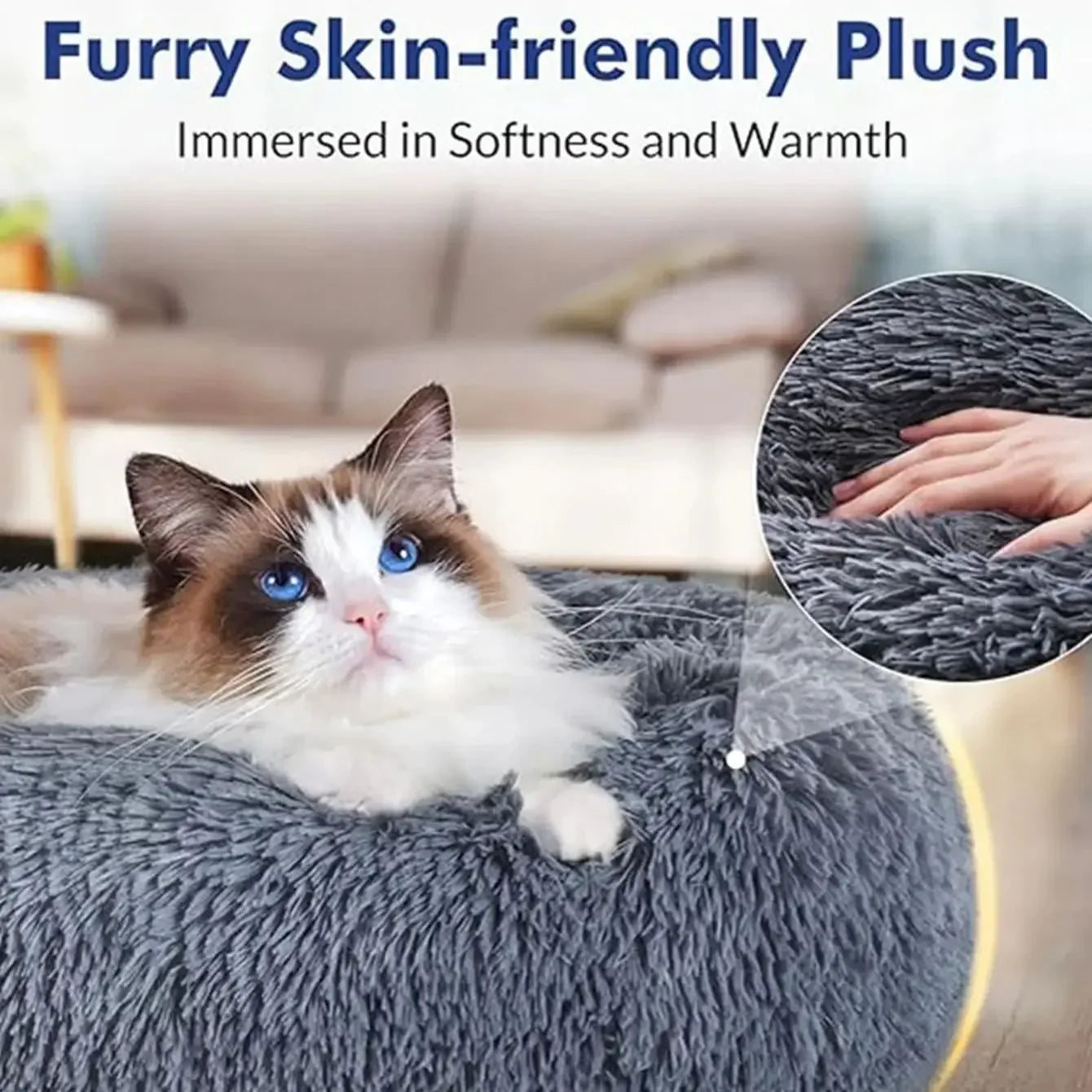 Corduroy Plush Pet Bed – Warm, Washable & Non-Slip Bed for Dogs and Cats