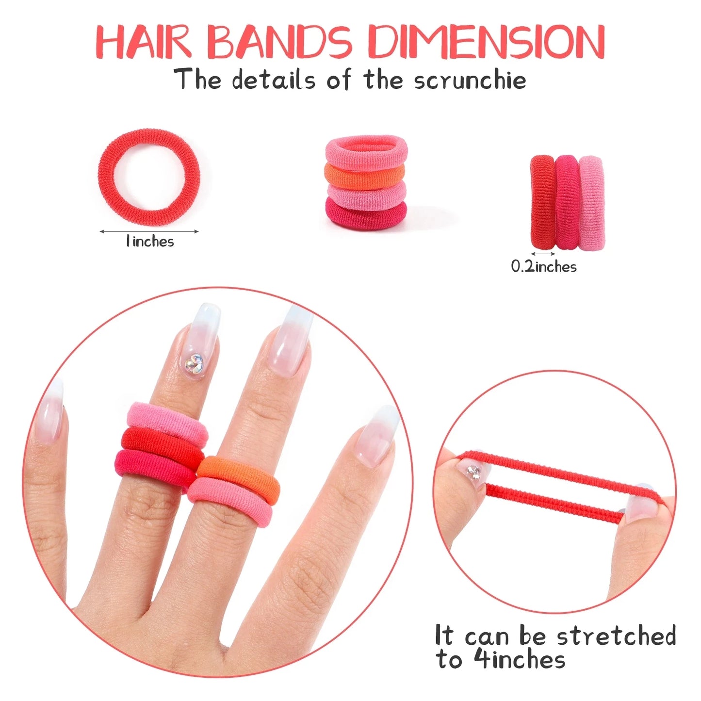 Girls’ Elastic Hair Bands – 100Pcs Soft Nylon Hair Ties (Fashion Style)