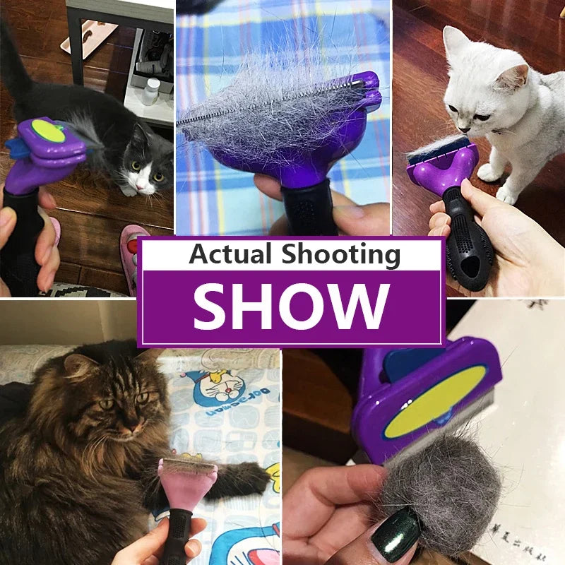 Pet Hair Removal Comb – Anti-Shedding Grooming Brush for Cats & Dogs (Long & Short Hair)