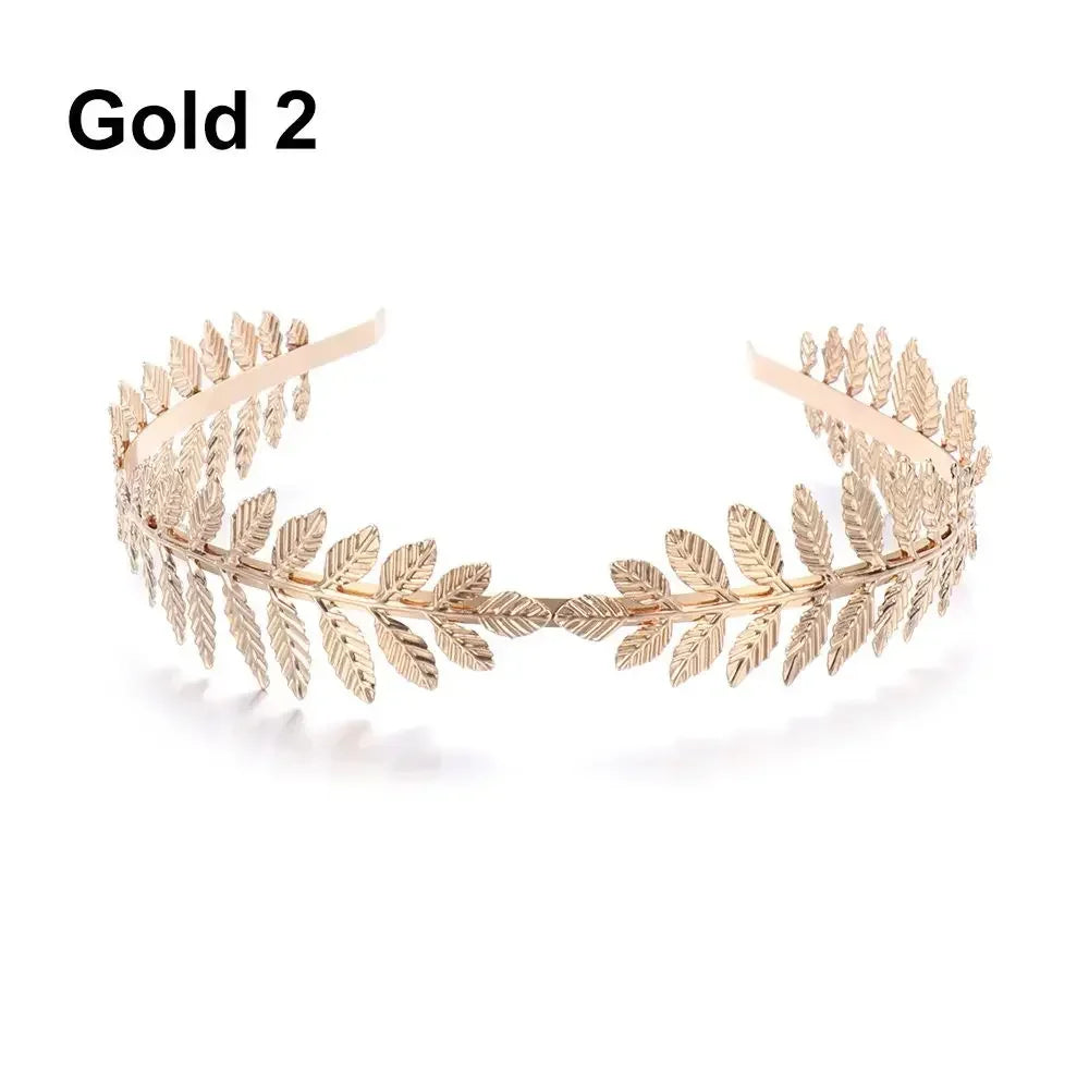 Bridal Gold Leaves Hair Crown – Vintage Pearl Wedding Tiara for Women