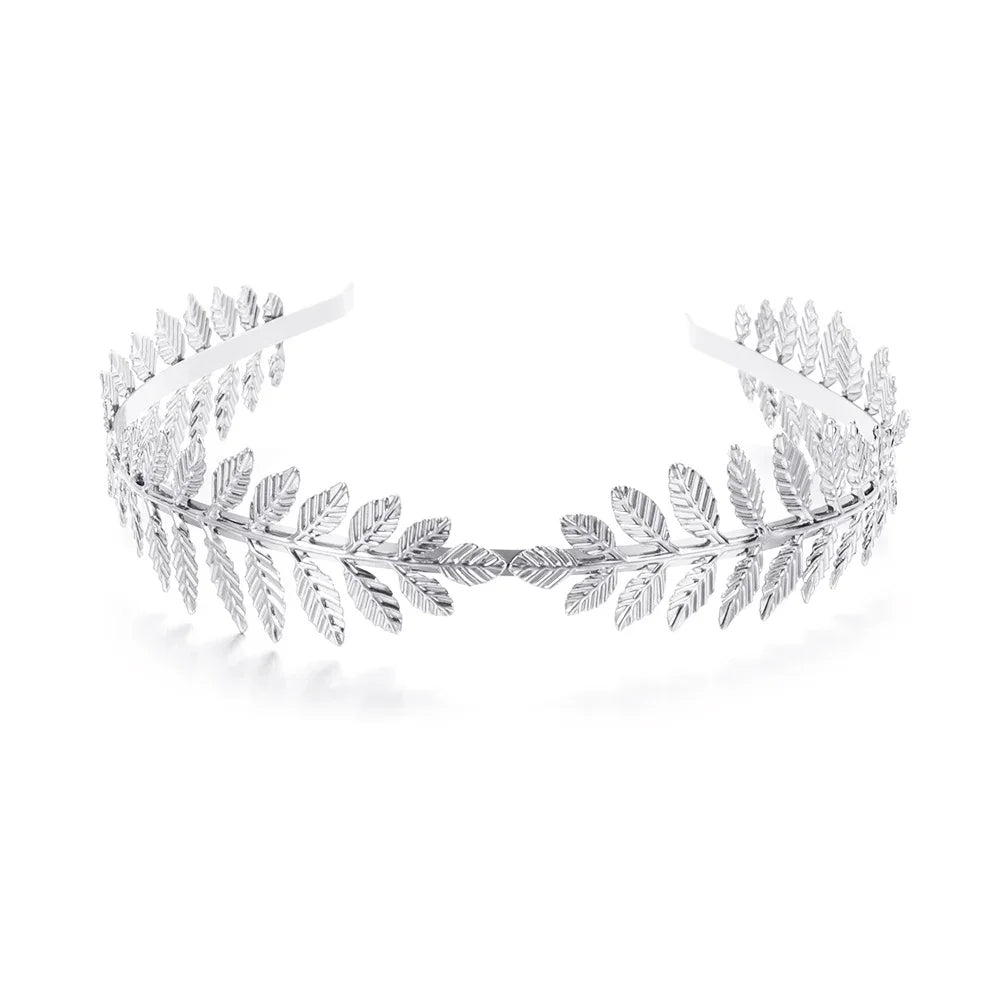 Bridal Gold Leaves Hair Crown – Vintage Pearl Wedding Tiara for Women