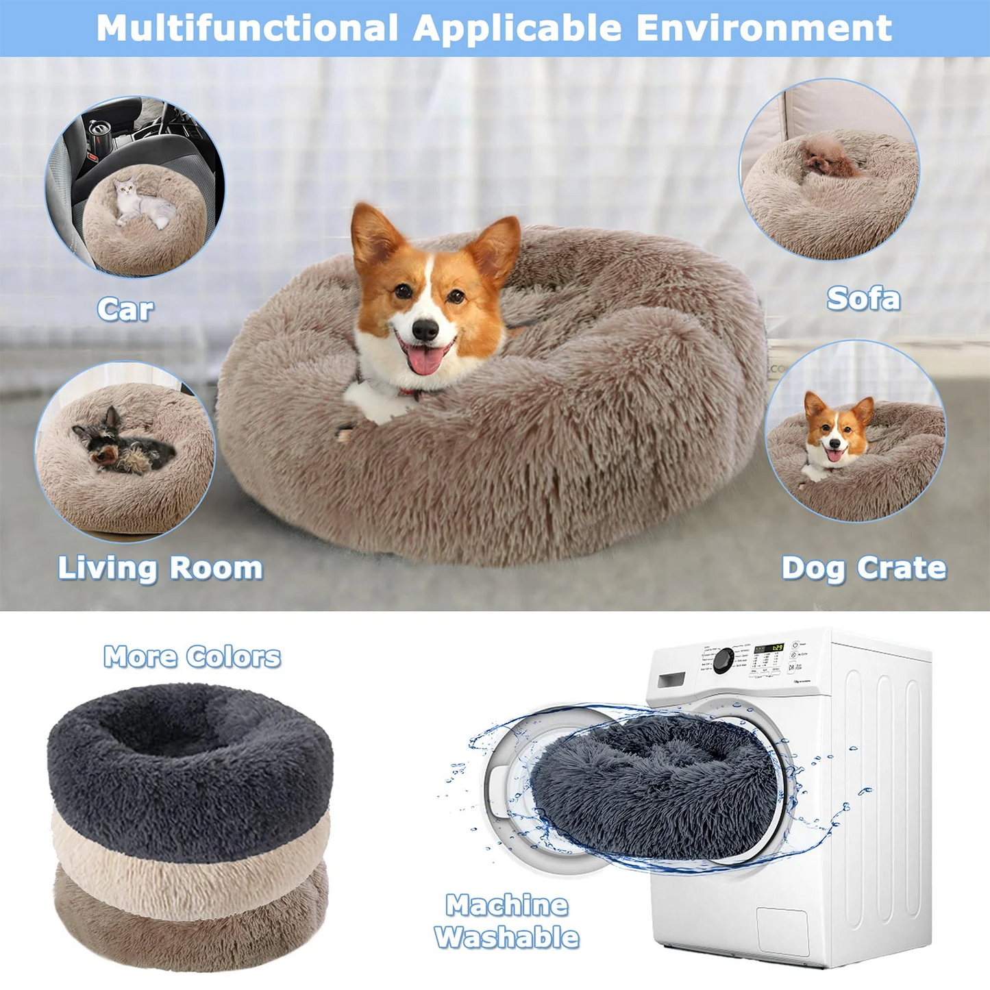 Corduroy Plush Pet Bed – Warm, Washable & Non-Slip Bed for Dogs and Cats