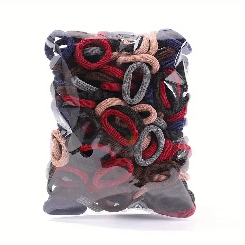 Girls’ Elastic Hair Bands – 100Pcs Soft Nylon Hair Ties (Fashion Style)