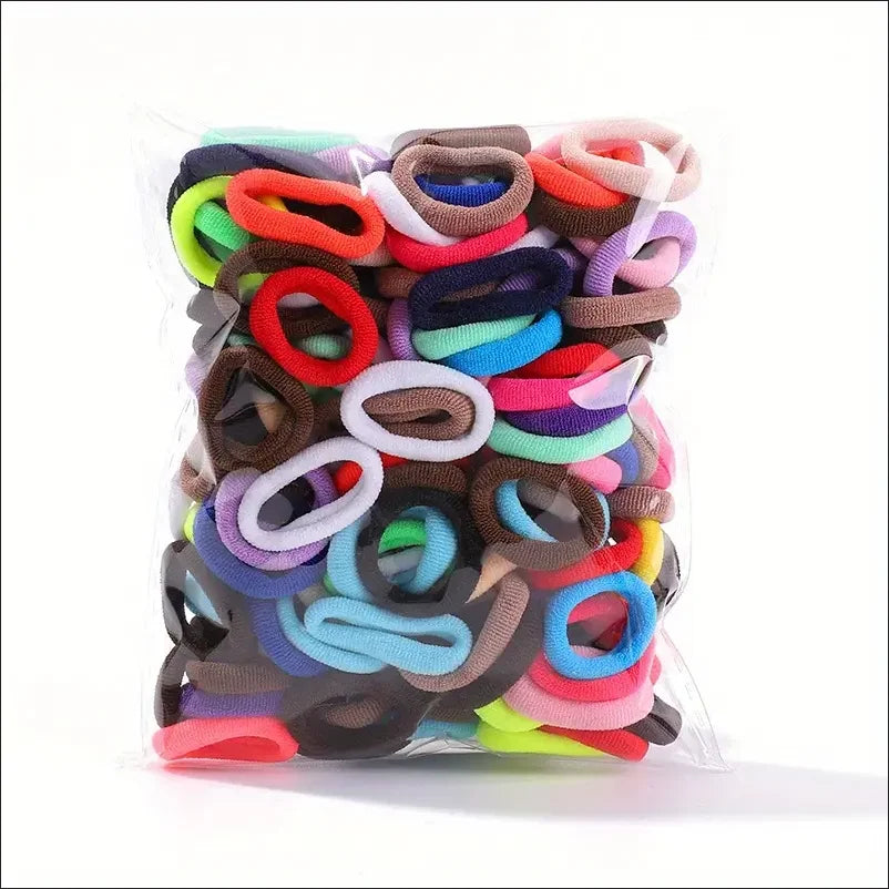 Girls’ Elastic Hair Bands – 100Pcs Soft Nylon Hair Ties (Fashion Style)