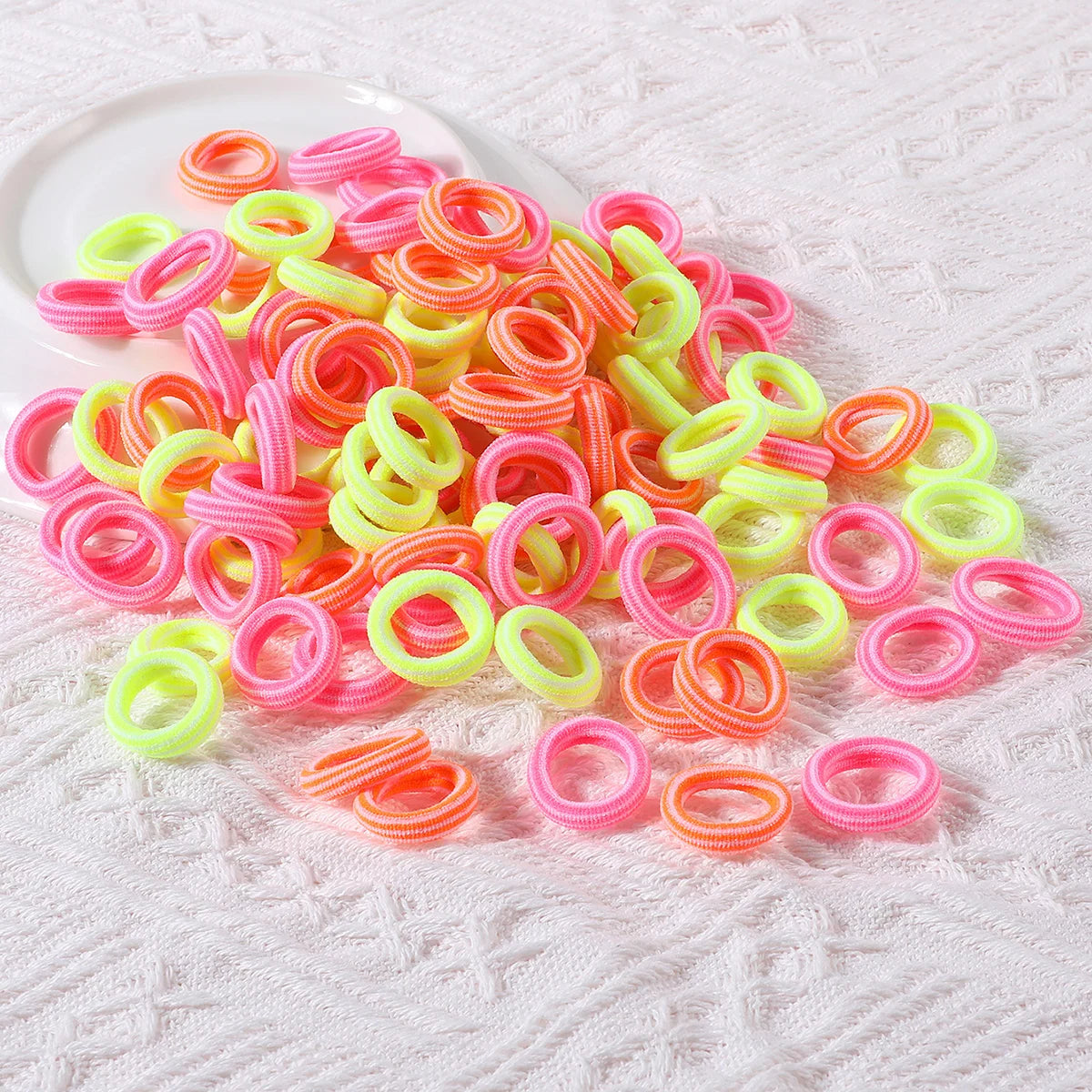Girls’ Elastic Hair Bands – 100Pcs Soft Nylon Hair Ties (Fashion Style)