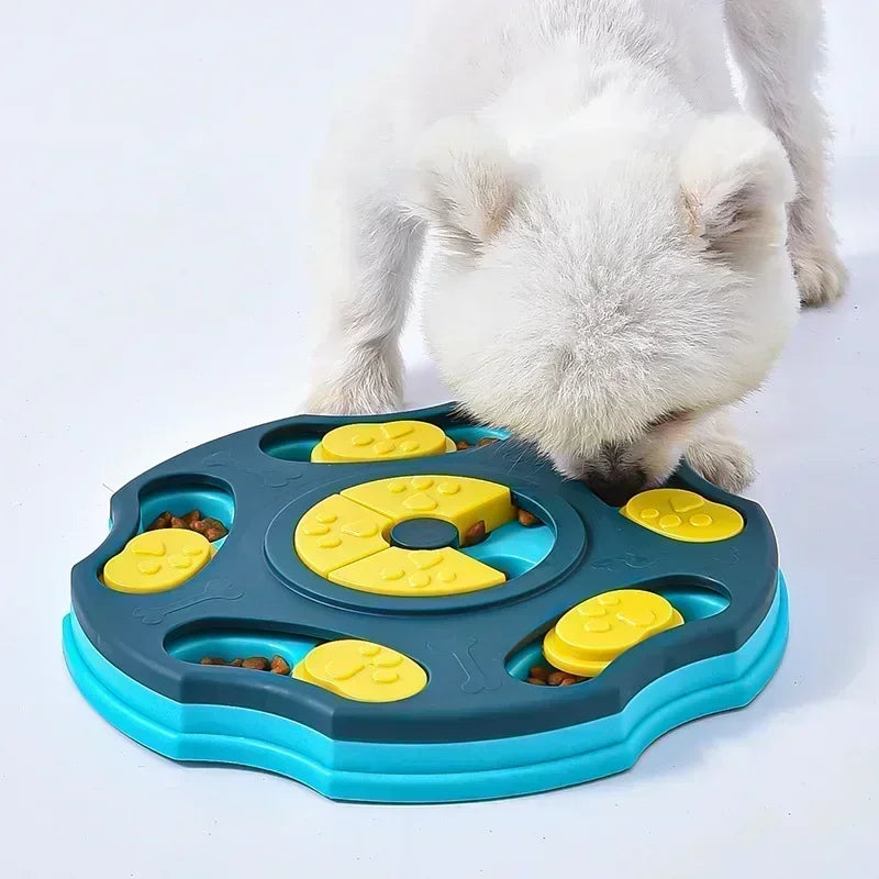Interactive Slow Feeder Pet Bowl – Non-Slip Plastic Tableware for Dogs (Blue/Pink)