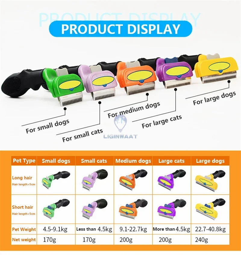 Pet Hair Removal Comb – Anti-Shedding Grooming Brush for Cats & Dogs (Long & Short Hair)