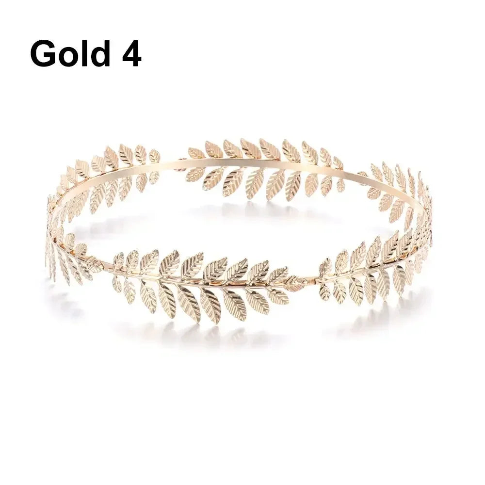 Bridal Gold Leaves Hair Crown – Vintage Pearl Wedding Tiara for Women