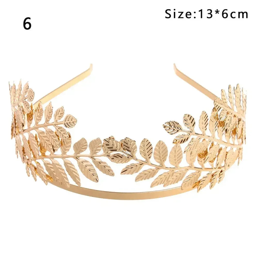 Bridal Gold Leaves Hair Crown – Vintage Pearl Wedding Tiara for Women