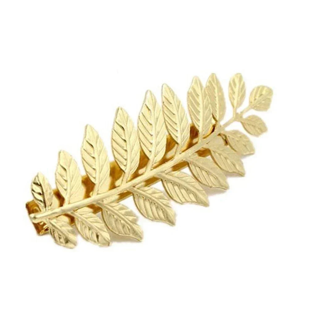 Bridal Gold Leaves Hair Crown – Vintage Pearl Wedding Tiara for Women