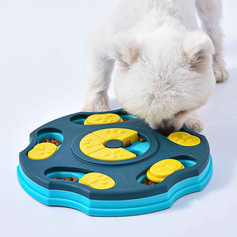 Interactive Slow Feeder Pet Bowl – Non-Slip Plastic Tableware for Dogs (Blue/Pink)