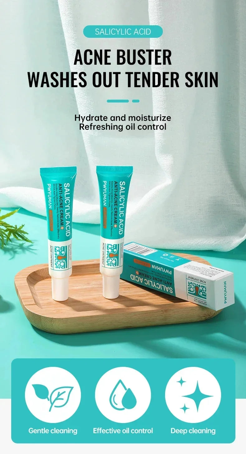 PWYUMAN Salicylic Acid Anti-Acne Cream – Oil Control, Scar Repair & Moisturizer (30ml)