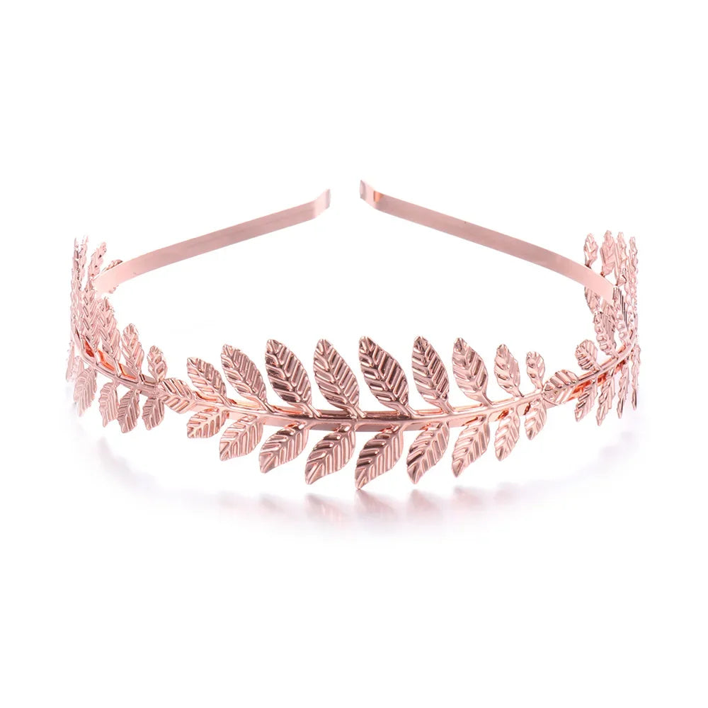 Bridal Gold Leaves Hair Crown – Vintage Pearl Wedding Tiara for Women