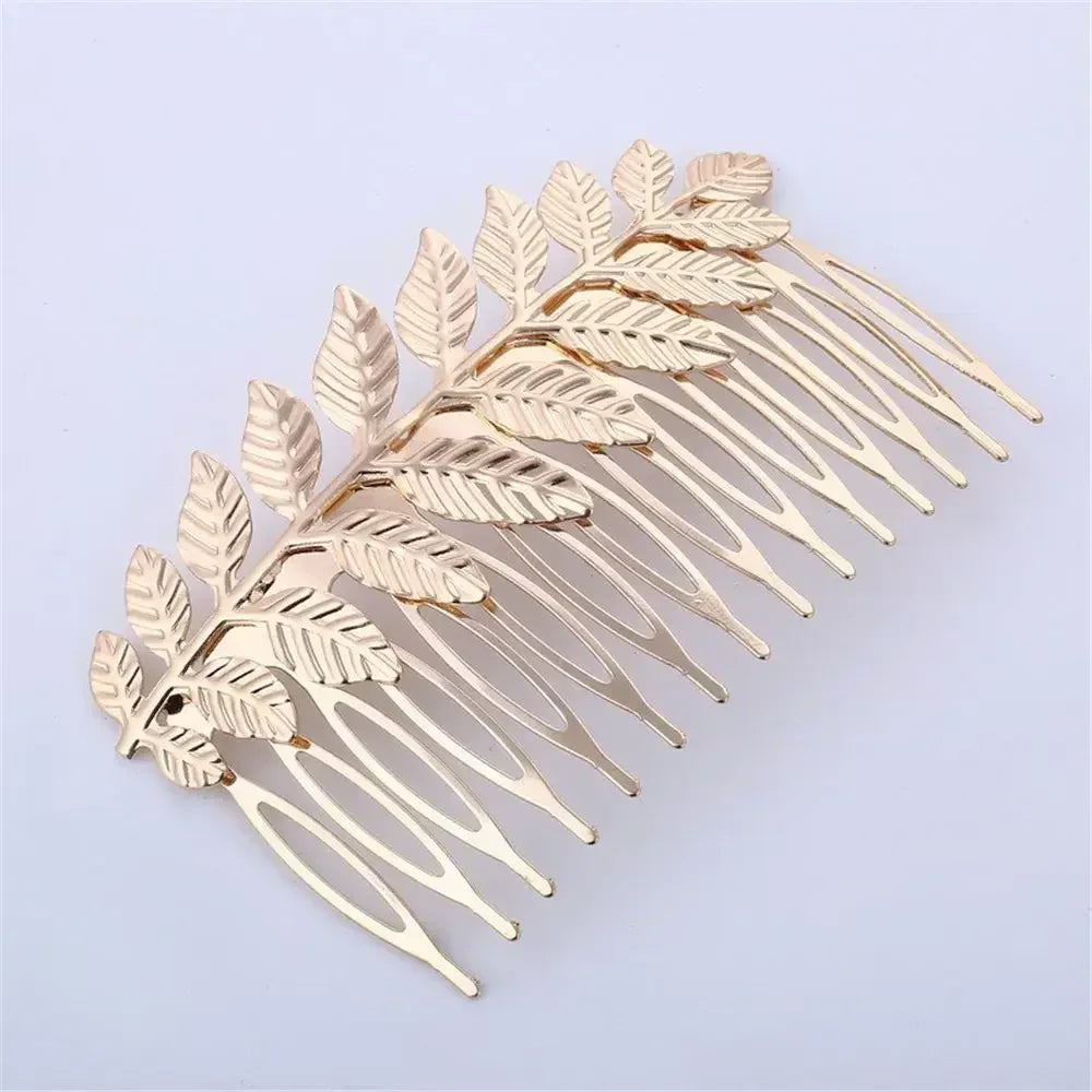Bridal Gold Leaves Hair Crown – Vintage Pearl Wedding Tiara for Women
