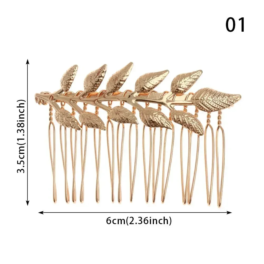 Bridal Gold Leaves Hair Crown – Vintage Pearl Wedding Tiara for Women