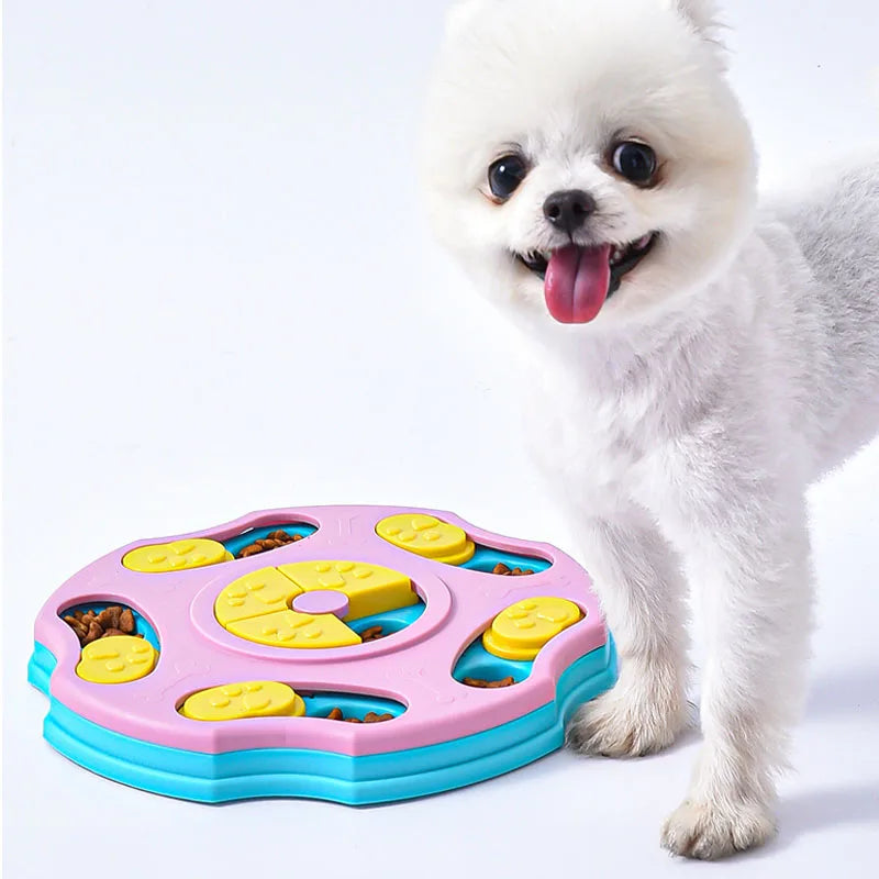 Interactive Slow Feeder Pet Bowl – Non-Slip Plastic Tableware for Dogs (Blue/Pink)