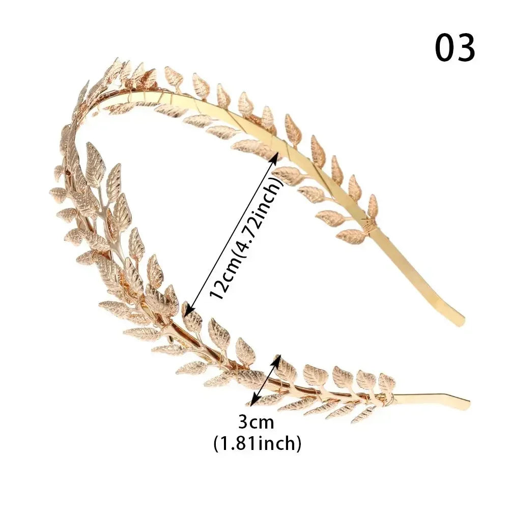 Bridal Gold Leaves Hair Crown – Vintage Pearl Wedding Tiara for Women