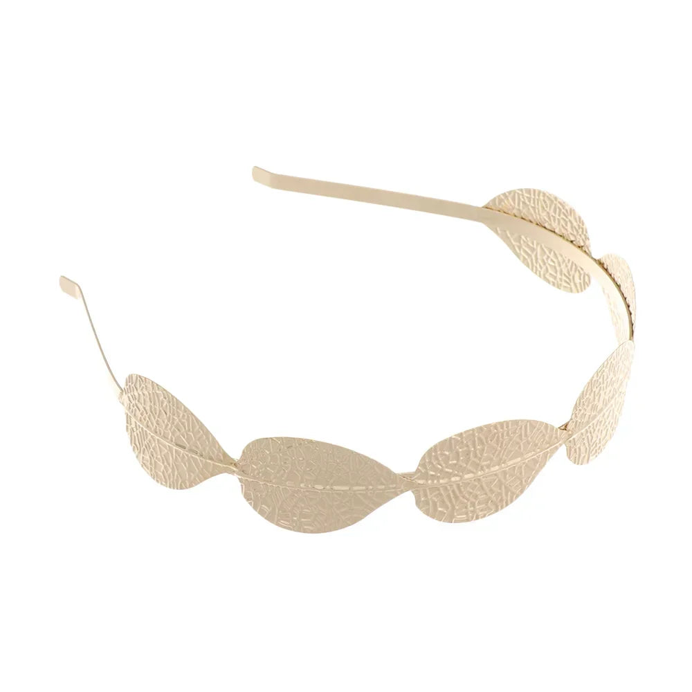 Bridal Gold Leaves Hair Crown – Vintage Pearl Wedding Tiara for Women