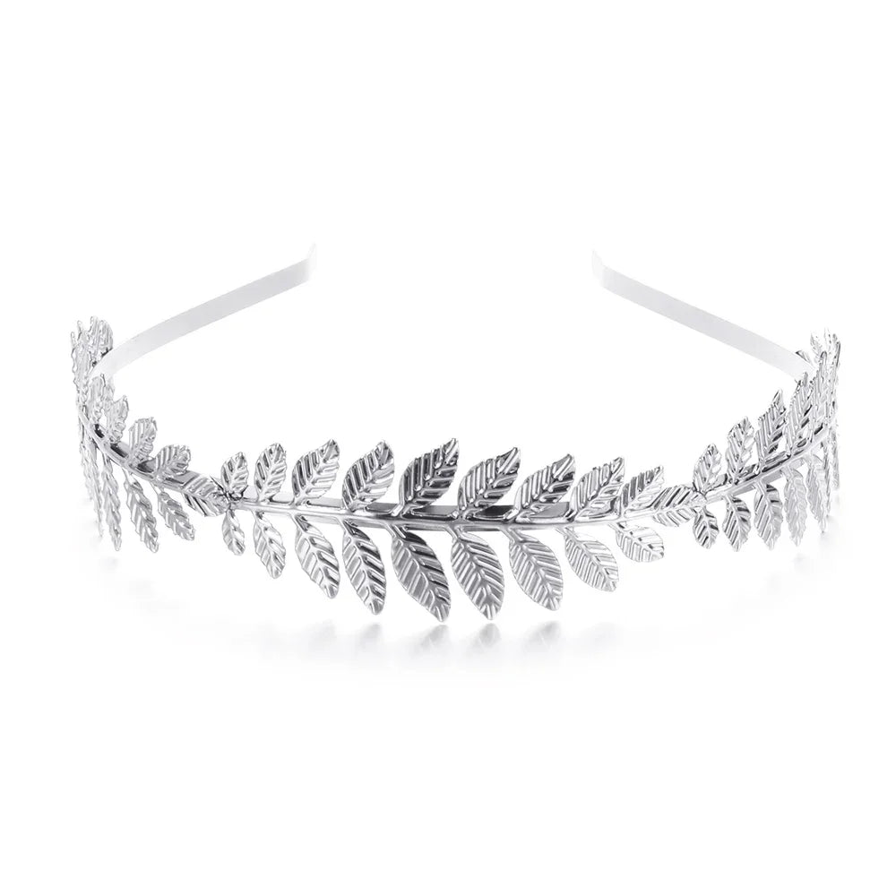 Bridal Gold Leaves Hair Crown – Vintage Pearl Wedding Tiara for Women