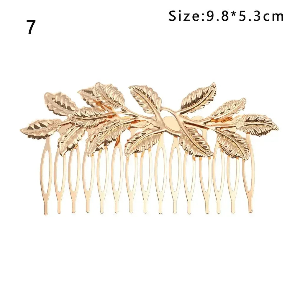 Bridal Gold Leaves Hair Crown – Vintage Pearl Wedding Tiara for Women