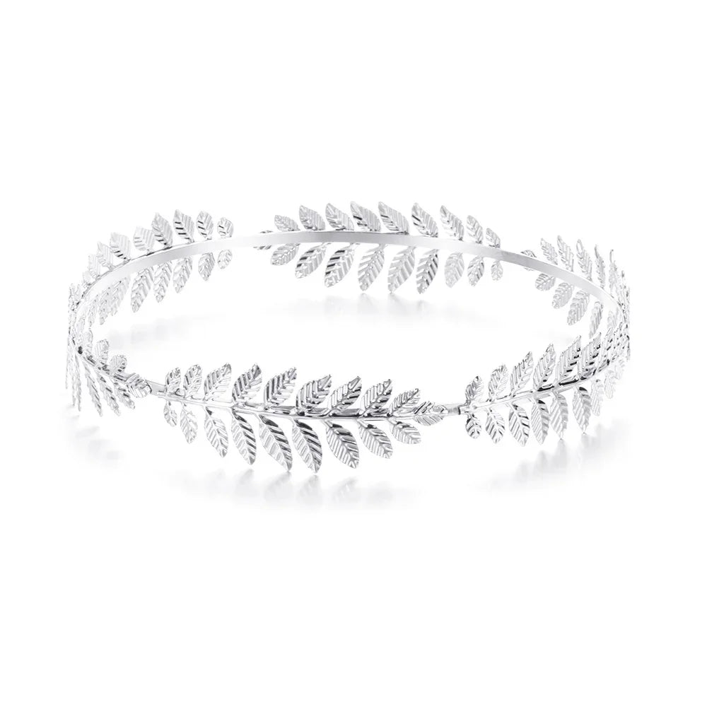 Bridal Gold Leaves Hair Crown – Vintage Pearl Wedding Tiara for Women